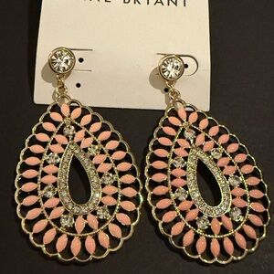 Lane Bryant Pink and Gold Statement Earrings